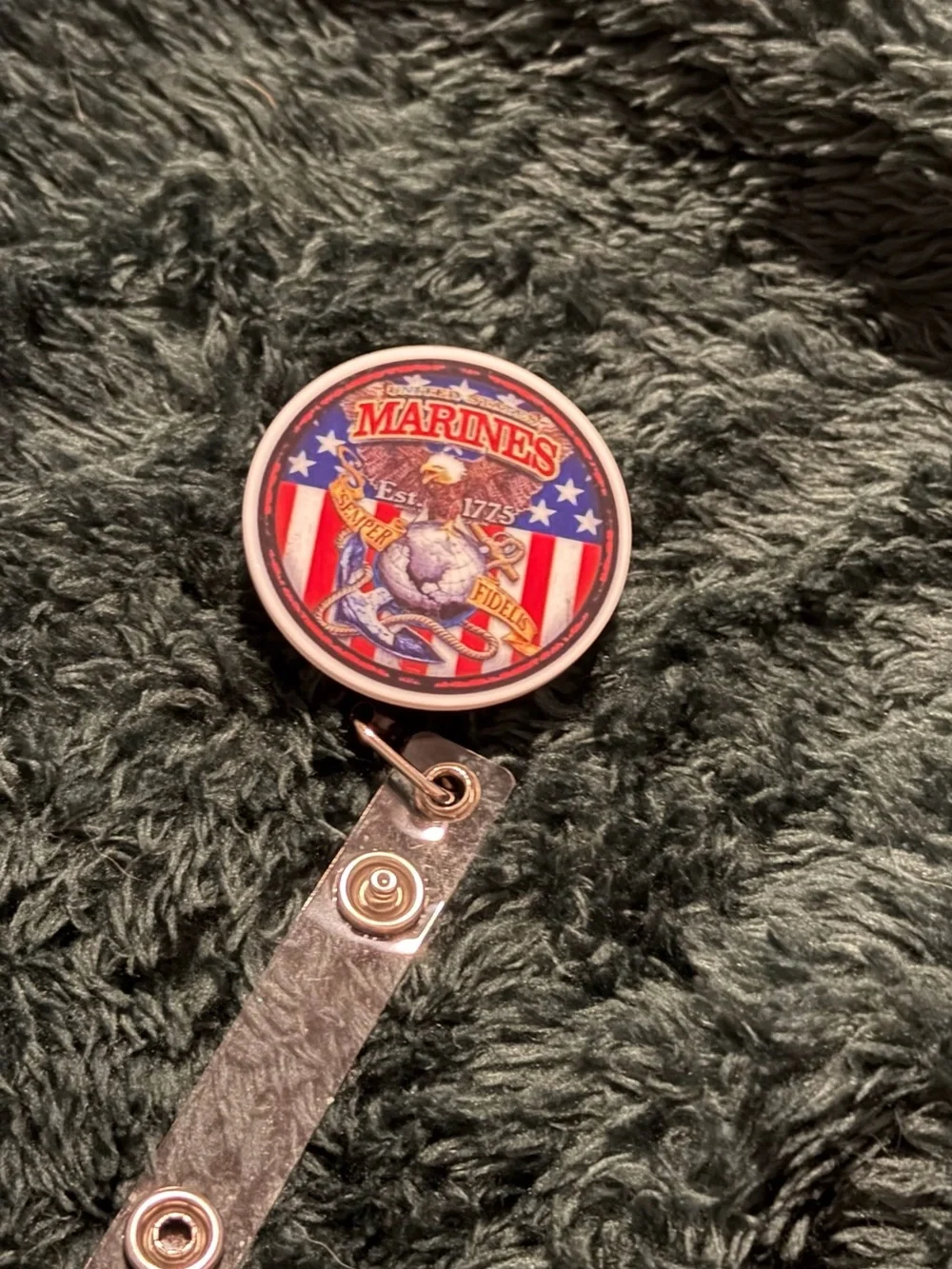 Marines Red, White & Blue Retractable Badge Reel Key/Card Holder
